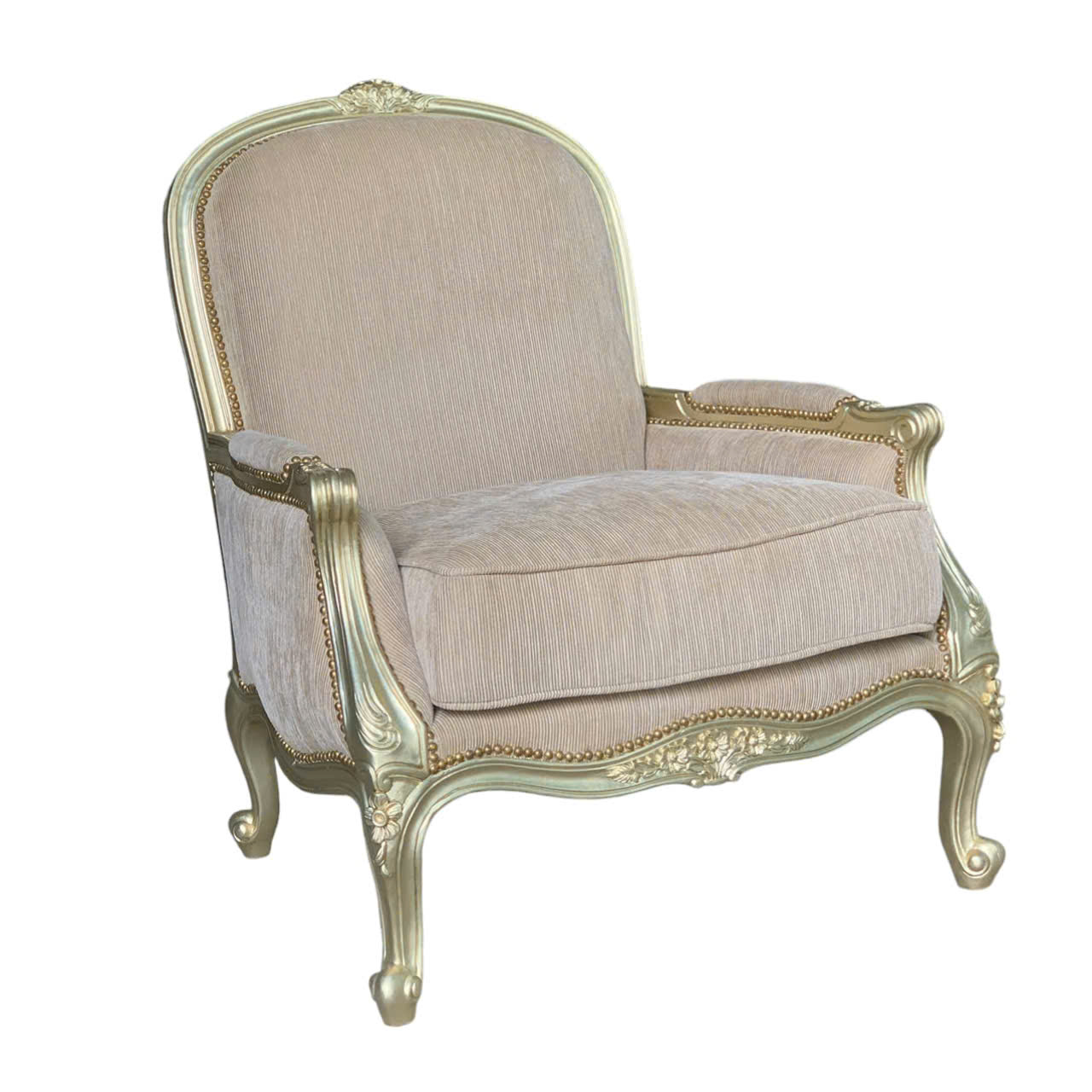 SOFA ĐƠN LOUIS XV DÁN LÁ BẠC CHAMPAGE