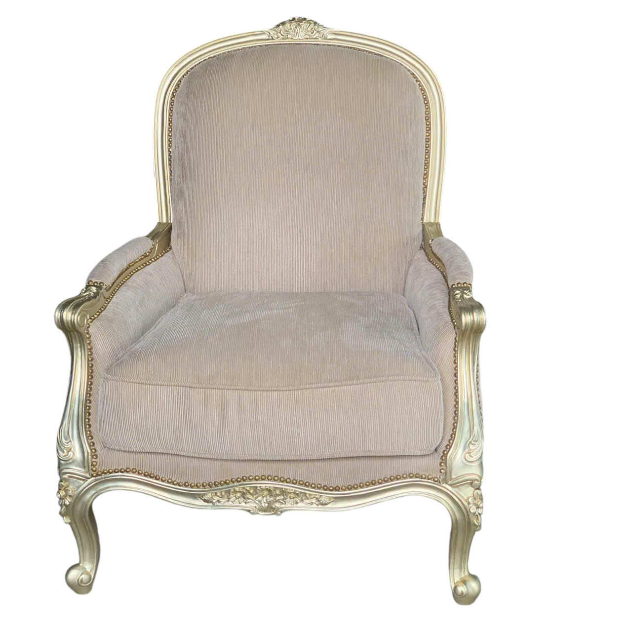 SOFA ĐƠN LOUIS XV DÁN LÁ BẠC CHAMPAGE