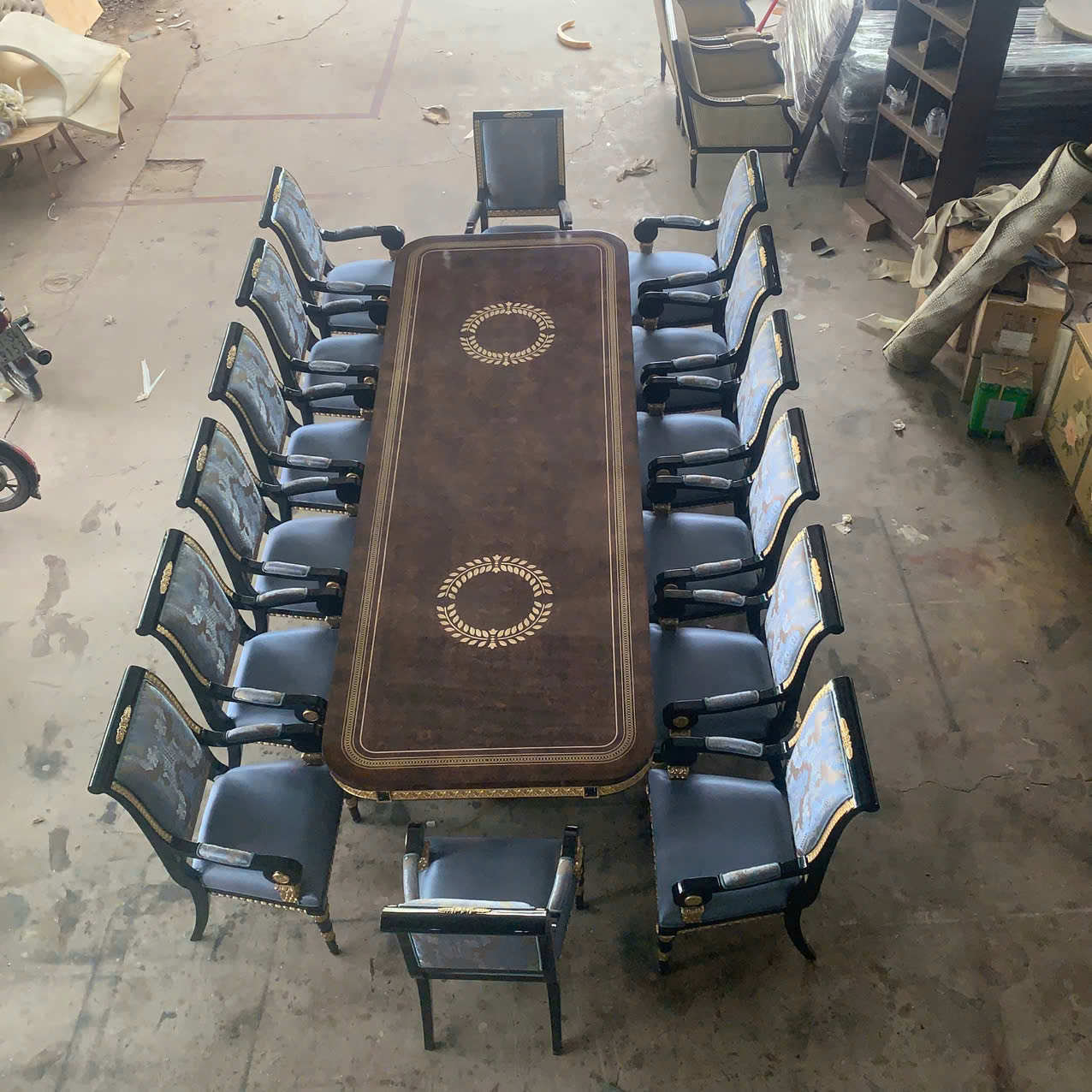 BỘ BÀN ĂN CỔ ĐIỂN CHỮ NHẬT WELLINGTON PHONG CÁCH Ý