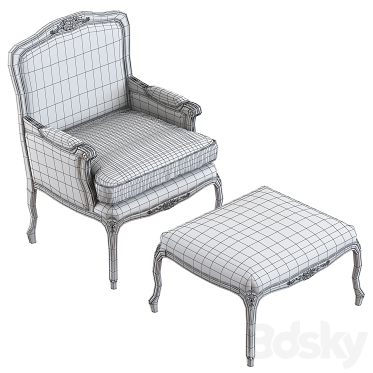 GHẾ BÀNH TÂN CỔ ĐIỂN ELISABETTA KÈM ĐÔN