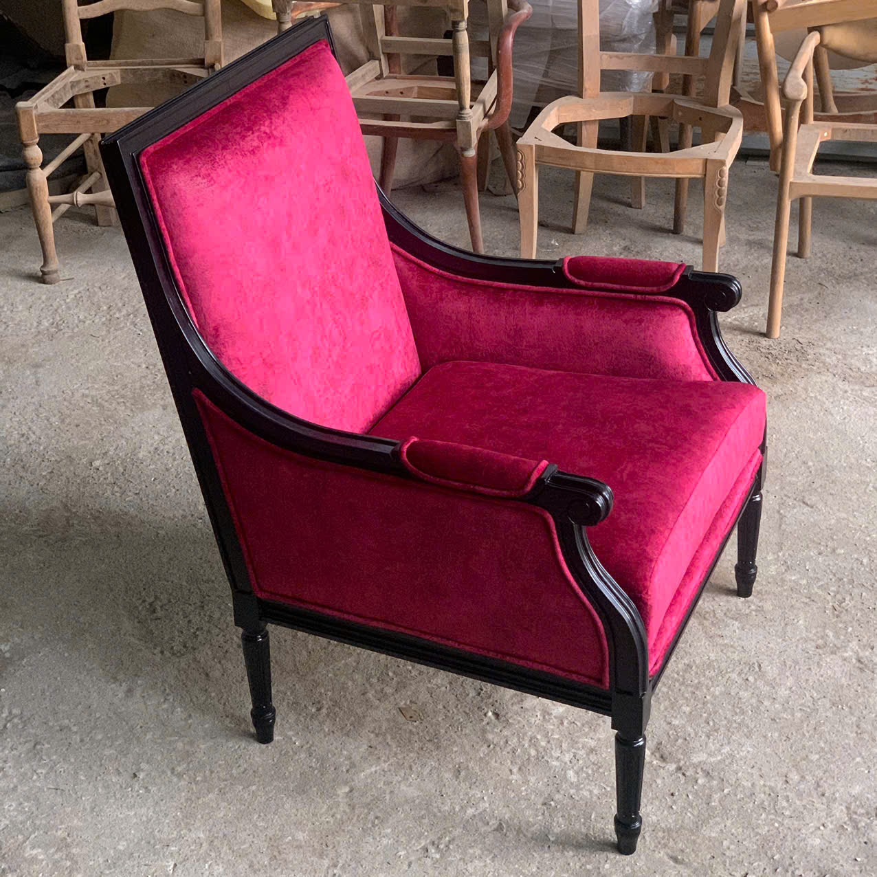 sofa đơn cao cấp Louis 16 bọc vải nhung