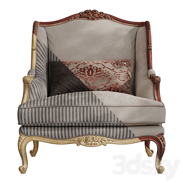 Sofa đơn cao cấp Louis Acent dát vàng hoa văn 