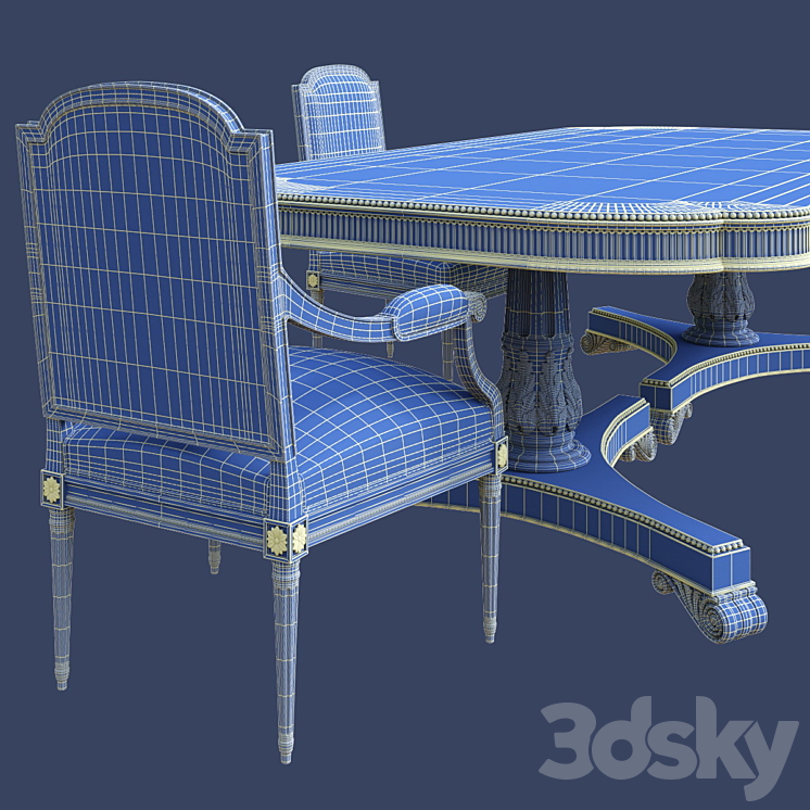 Bộ bàn ghế ăn phong cách cổ điển Pháp Regency