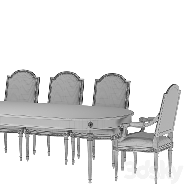 BỘ BÀN ĂN GỖ TÂN CỔ ĐIỂN LOUIS XVI CRILLION