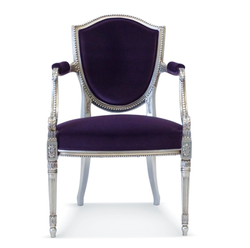 Ghế ăn cổ điển có tay Louis XVI Salda tựa lưng hình khiên được hoàn thiện theo yêu cầu