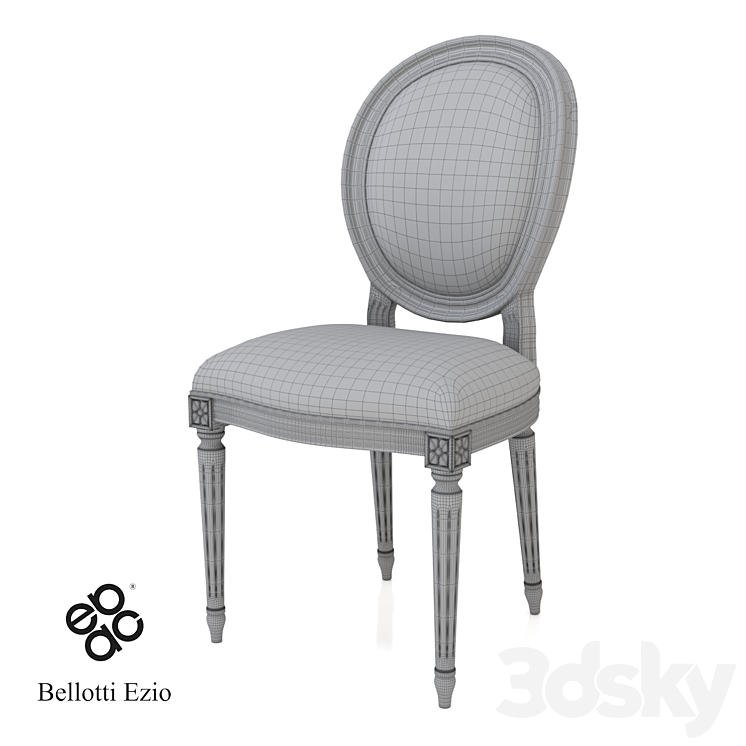 bản vẽ 3D mẫu ghế ăn cổ điển Louis XVi Cromie