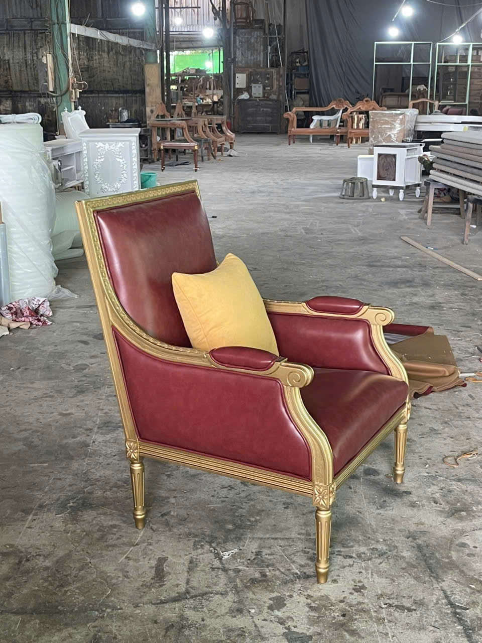 Sofa đơn cổ điển Louis XVi bọc simili