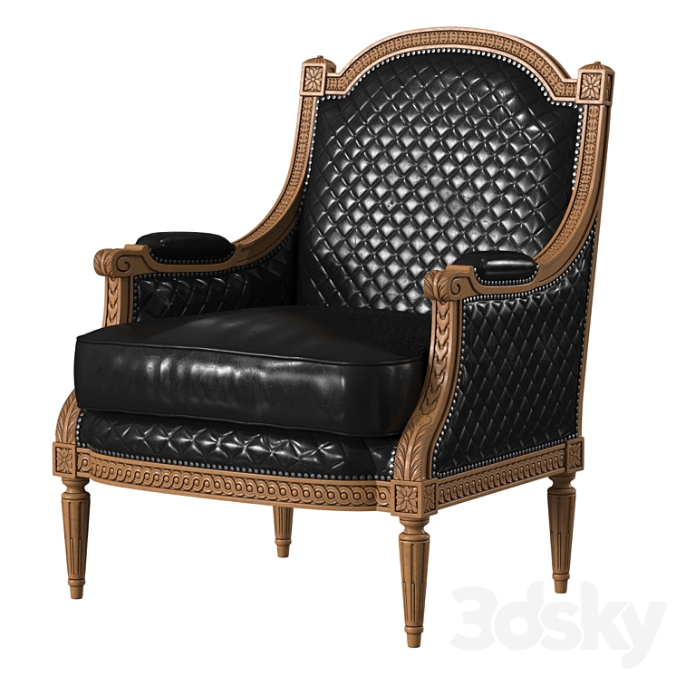 Ghế sofa đơn tân cổ điển Louis XVI bọc da