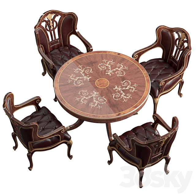 bộ bàn ghế ăn cổ điển Louis 15 cao cấp