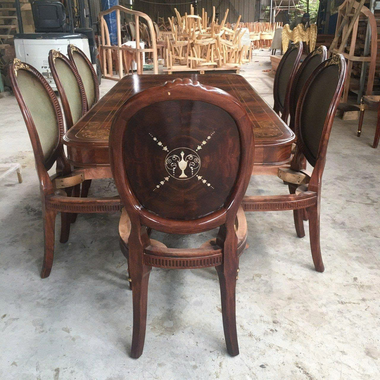 bộ bàn ăn 6 ghế cổ điển Louis