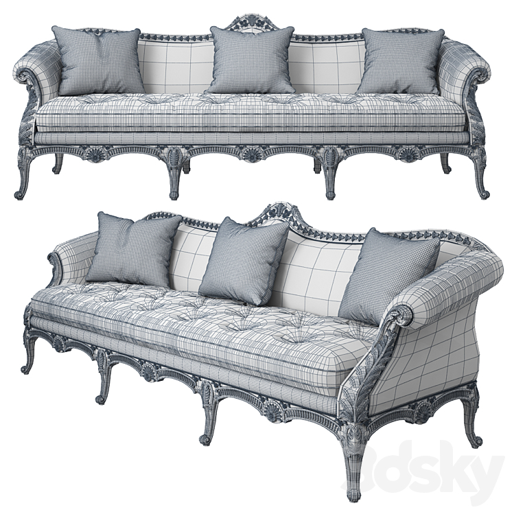 Bản vẽ 3D ghế sofa cổ điển cao cấp George III chippendale